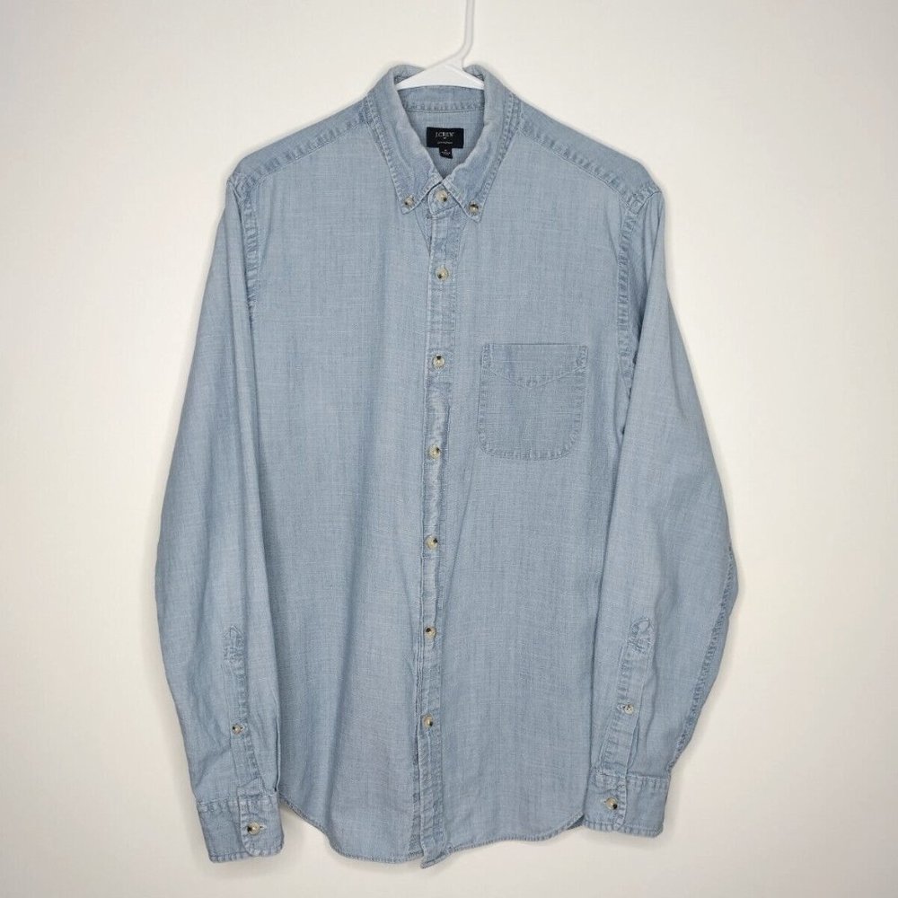 J Crew Chambray One Pocket Chambray Long Sleeve Shirt Men's Medium